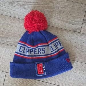 New Era Los Angeles Clippers Blue and Red Pom Beanie